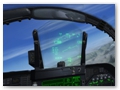 F/A-18E Superhornet: Beispiel fr Kollimation des HUD's - wird der Kopf aus der Achse bewegt verschiebt sich auch die HUD-Symbolik (FSX, VRS)